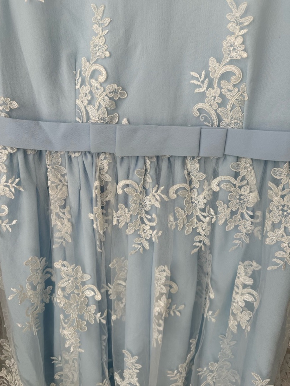 Custom Made Baby Shower Dress 👗 Light Blue Lace Embroidered Dress - Picture 3 of 9
